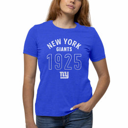 New York Giants NFL Womens Big Date Tag-Less T-Shirt - Royal