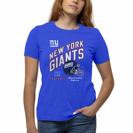 New York Giants NFL Womens Distressed Helmet Tag-Less Soft T-Shirt - Royal Heather