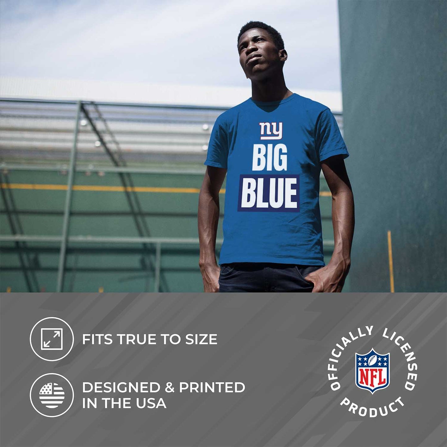 New York Giants NFL Adult Team Slogan Unisex T-Shirt - Royal
