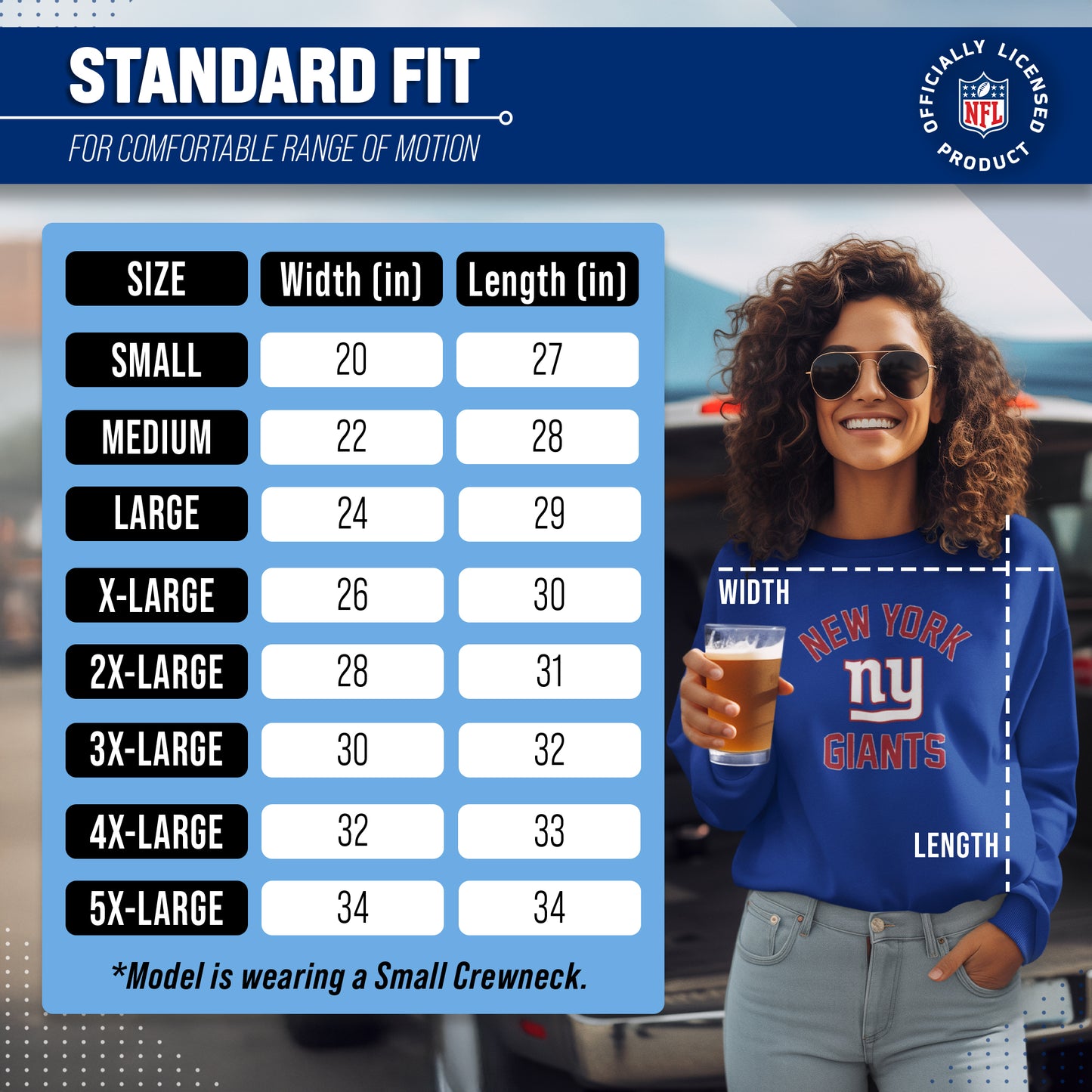 New York Giants NFL Adult Gameday Football Crewneck Sweatshirt - Royal