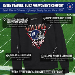 New York Giants NFL Womens Retro Triangle Slouchy Crewneck - Heather Charcoal