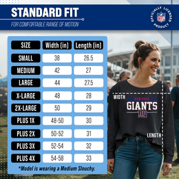New York Giants NFL Womens Charcoal Crew Neck Football Apparel - Charcoal