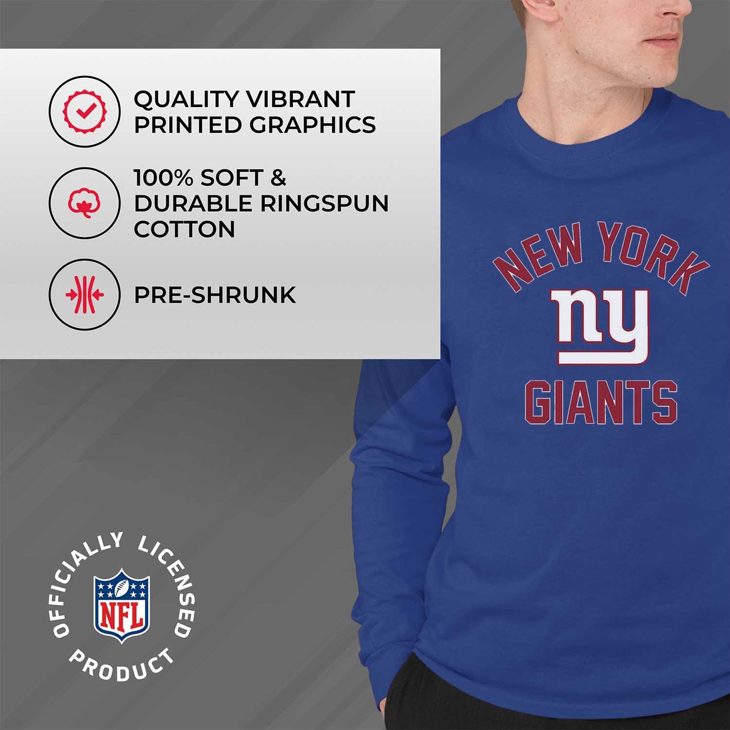 New York Giants NFL Gameday Adult Long Sleeve Shirt - Royal