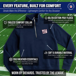 New York Giants NFL Adult Unisex Team Logo Quarter Zip Pullover Sweatshirt - Navy