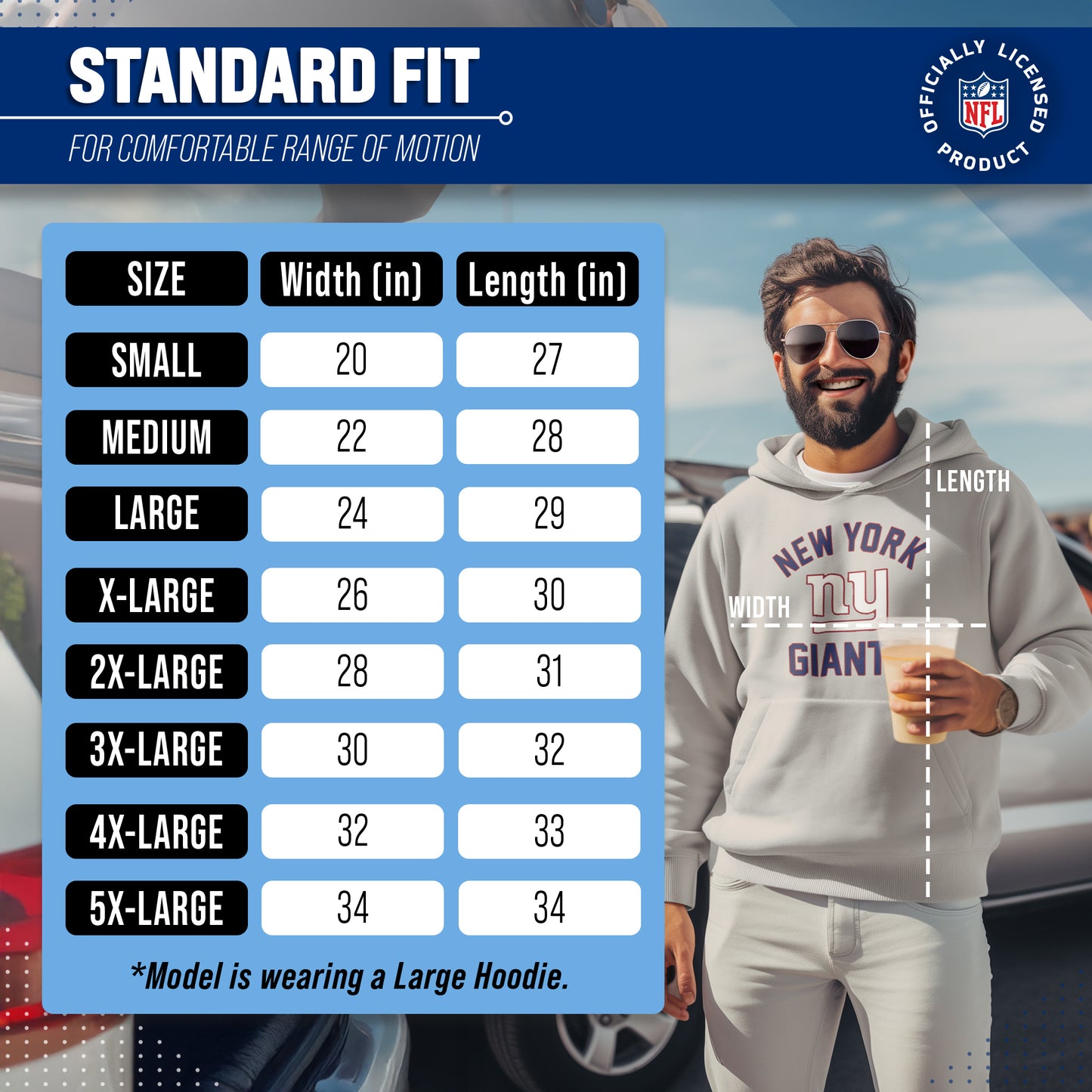 New York Giants NFL Adult Gameday Hooded Sweatshirt - Sport Gray