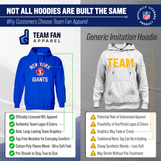 New York Giants NFL Adult Unisex Retro Gameday Ultra Soft Fleece Hooded Sweatshirt - Royal