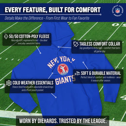 New York Giants NFL Adult Unisex Retro Gameday Ultra Soft Fleece Hooded Sweatshirt - Royal