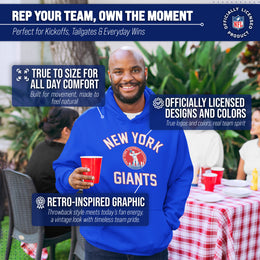 New York Giants NFL Adult Unisex Retro Gameday Ultra Soft Fleece Hooded Sweatshirt - Royal