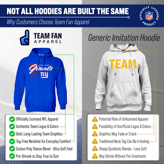 New York Giants NFL Adult Unisex Retro Script Ultra Soft Fleece Hooded Sweatshirt - Royal