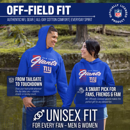 New York Giants NFL Adult Unisex Retro Script Ultra Soft Fleece Hooded Sweatshirt - Royal