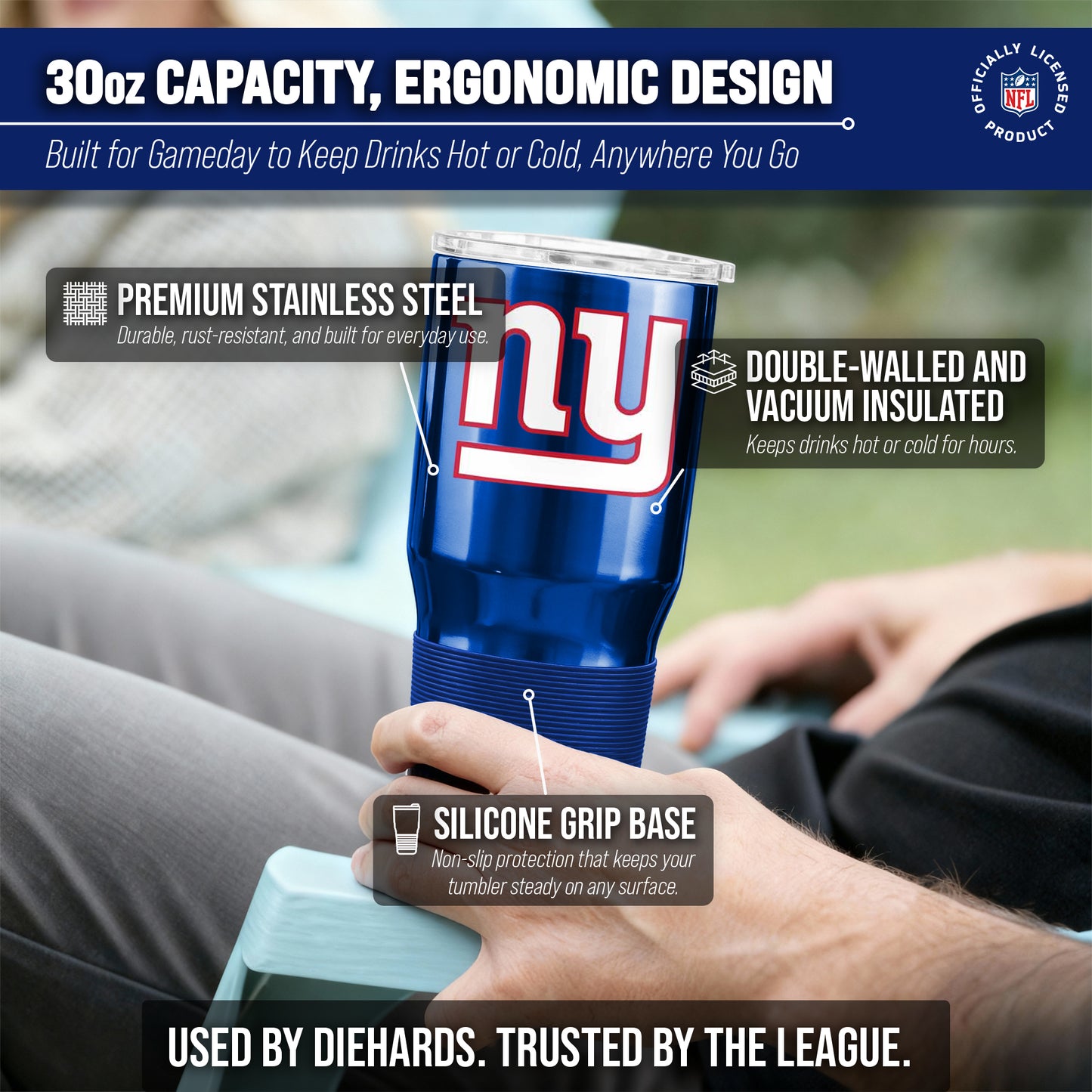 New York Giants NFL 30oz Gameday Stainless Steel Tumbler - Royal