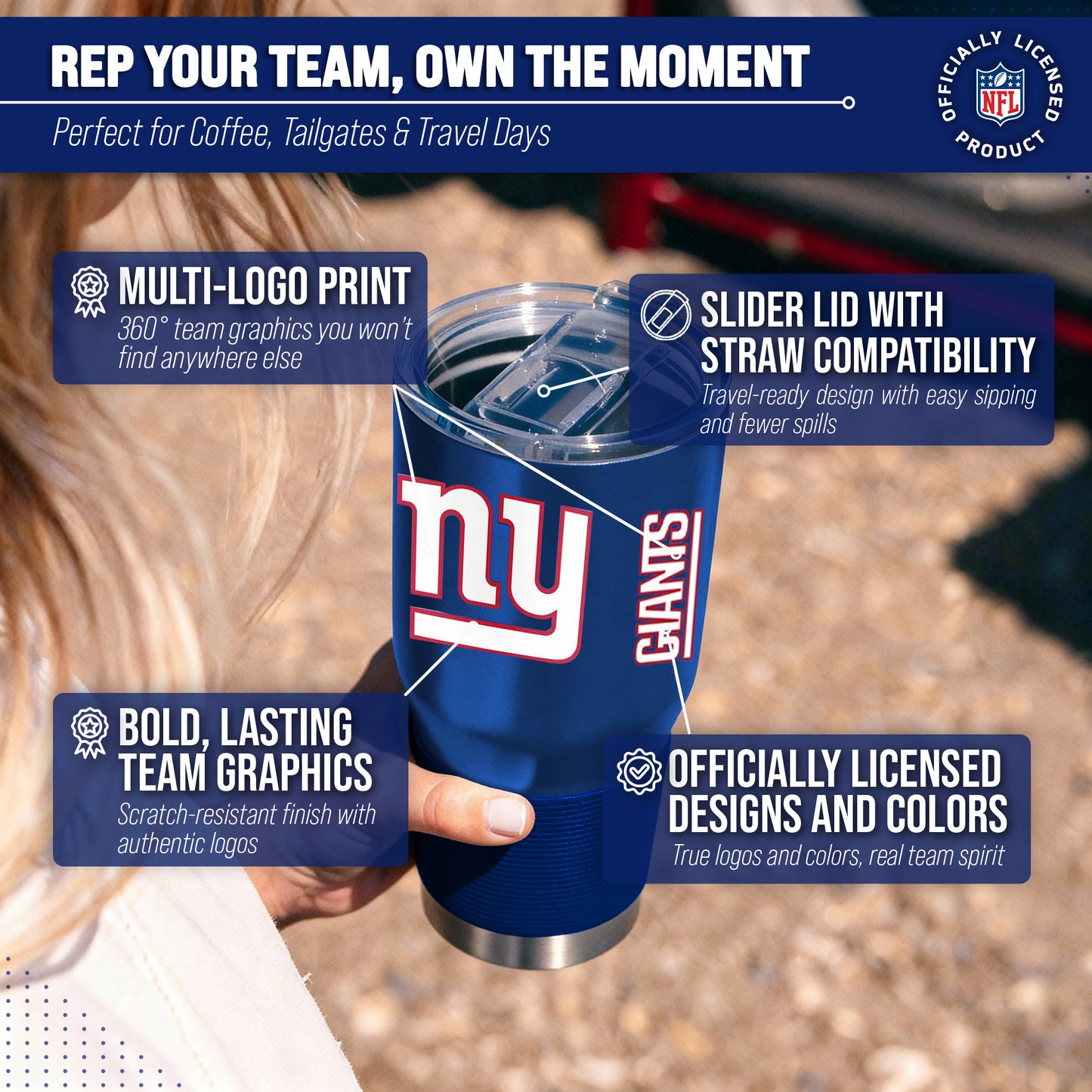 New York Giants NFL 30oz Gameday Stainless Steel Tumbler - Royal