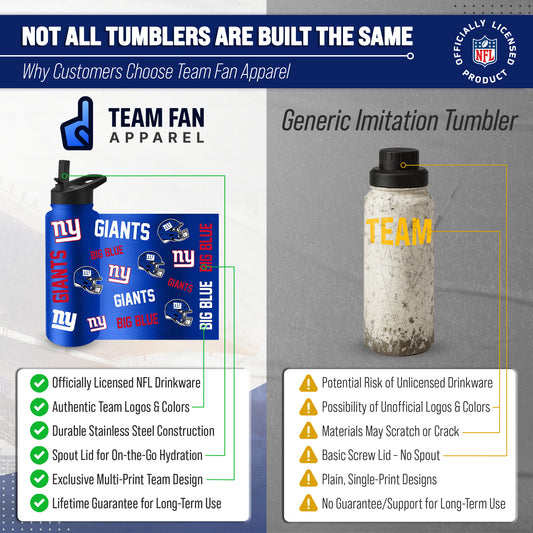 New York Giants NFL 34Oz Native Quencher Water Bottle - Royal