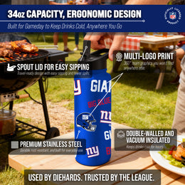 New York Giants NFL 34oz Quencher Stainless Steel Insulated Water Bottle - Royal