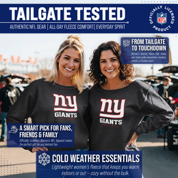 New York Giants Women's NFL Ultimate Fan Logo Slouchy Crewneck -Tagless Fleece Lightweight Pullover - Charcoal