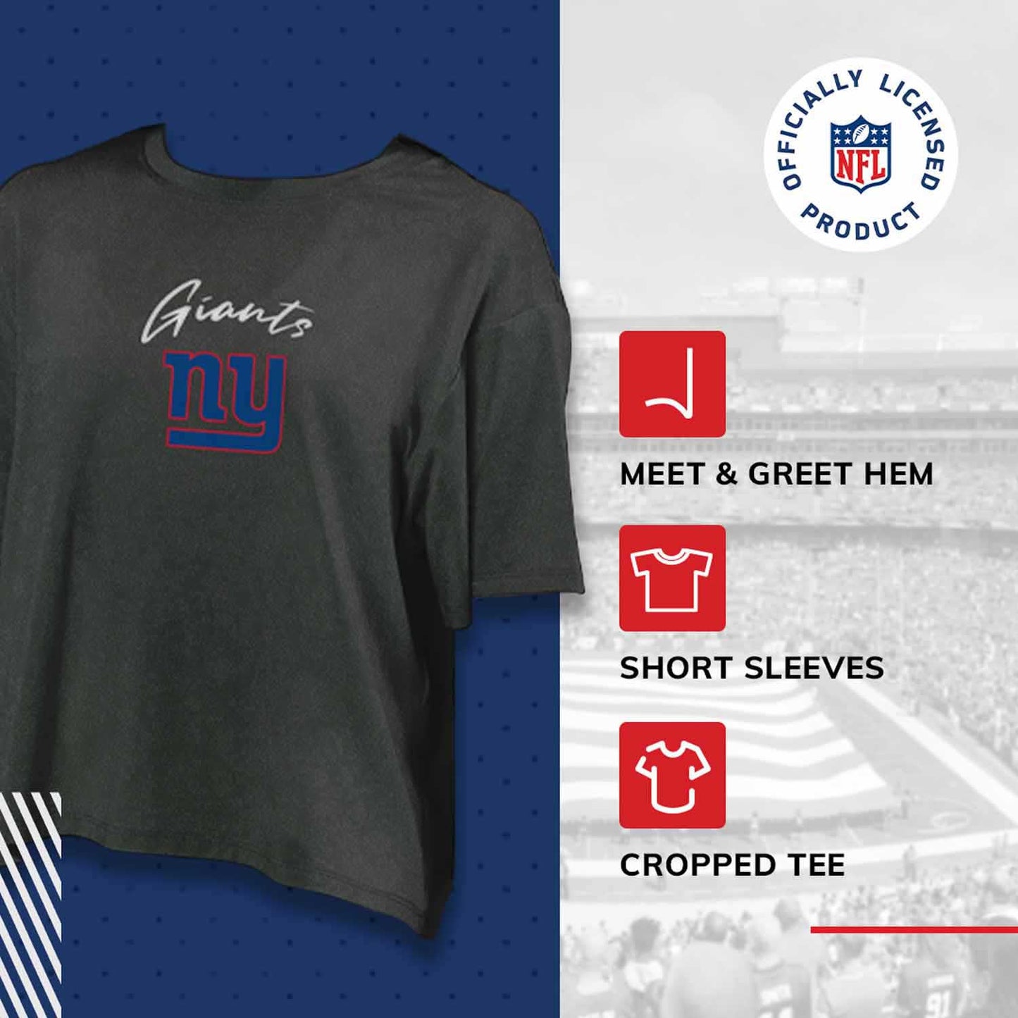New York Giants NFL Women's Crop Top - Black