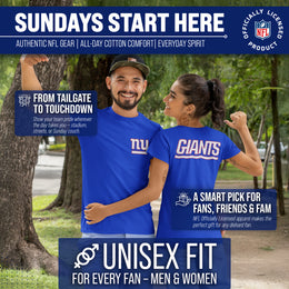 New York Giants NFL Pro Football Final Countdown Adult Cotton-Poly Short Sleeved T-Shirt For Men & Women - Royal