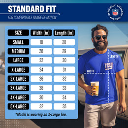 New York Giants NFL Pro Football Final Countdown Adult Cotton-Poly Short Sleeved T-Shirt For Men & Women - Royal