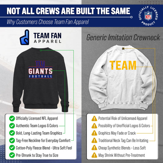 New York Giants NFL Adult True Fan Crewneck Sweatshirt - Charcoal