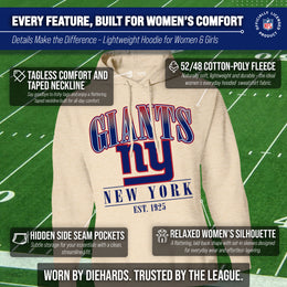 New York Giants Ladies NFL Starstruck Fleece Pullover Hooded Sweatshirt - Cream