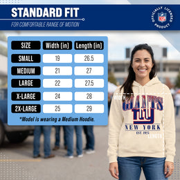 New York Giants Ladies NFL Starstruck Fleece Pullover Hooded Sweatshirt - Cream
