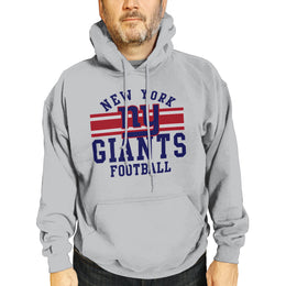 New York Giants NFL Team Stripe Hooded Sweatshirt- Soft Pullover Sports Hoodie For Men & Women - Sport Gray