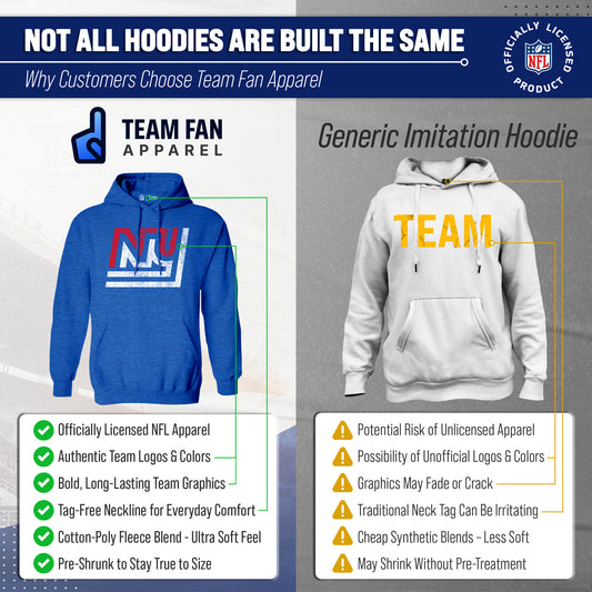 New York Giants NFL Adult Unisex Modern Throwback Ultra Soft Fleece Hooded Sweatshirt - Royal