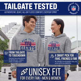 New York Giants NFL Team Stripe Hooded Sweatshirt- Soft Pullover Sports Hoodie For Men & Women - Sport Gray