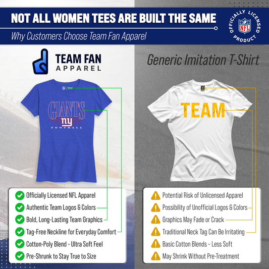New York Giants NFL Womens Overtime Blueprint Tag-Less T-Shirt - Royal