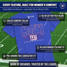 New York Giants NFL Womens Overtime Blueprint Tag-Less T-Shirt - Royal