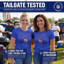 New York Giants NFL Womens Overtime Blueprint Tag-Less T-Shirt - Royal