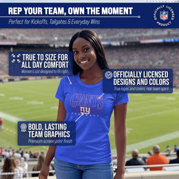 New York Giants NFL Womens Overtime Blueprint Tag-Less T-Shirt - Royal