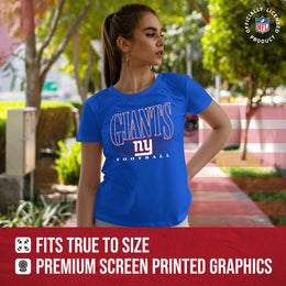 New York Giants NFL Womens Overtime Blueprint Tag-Less T-Shirt - Royal