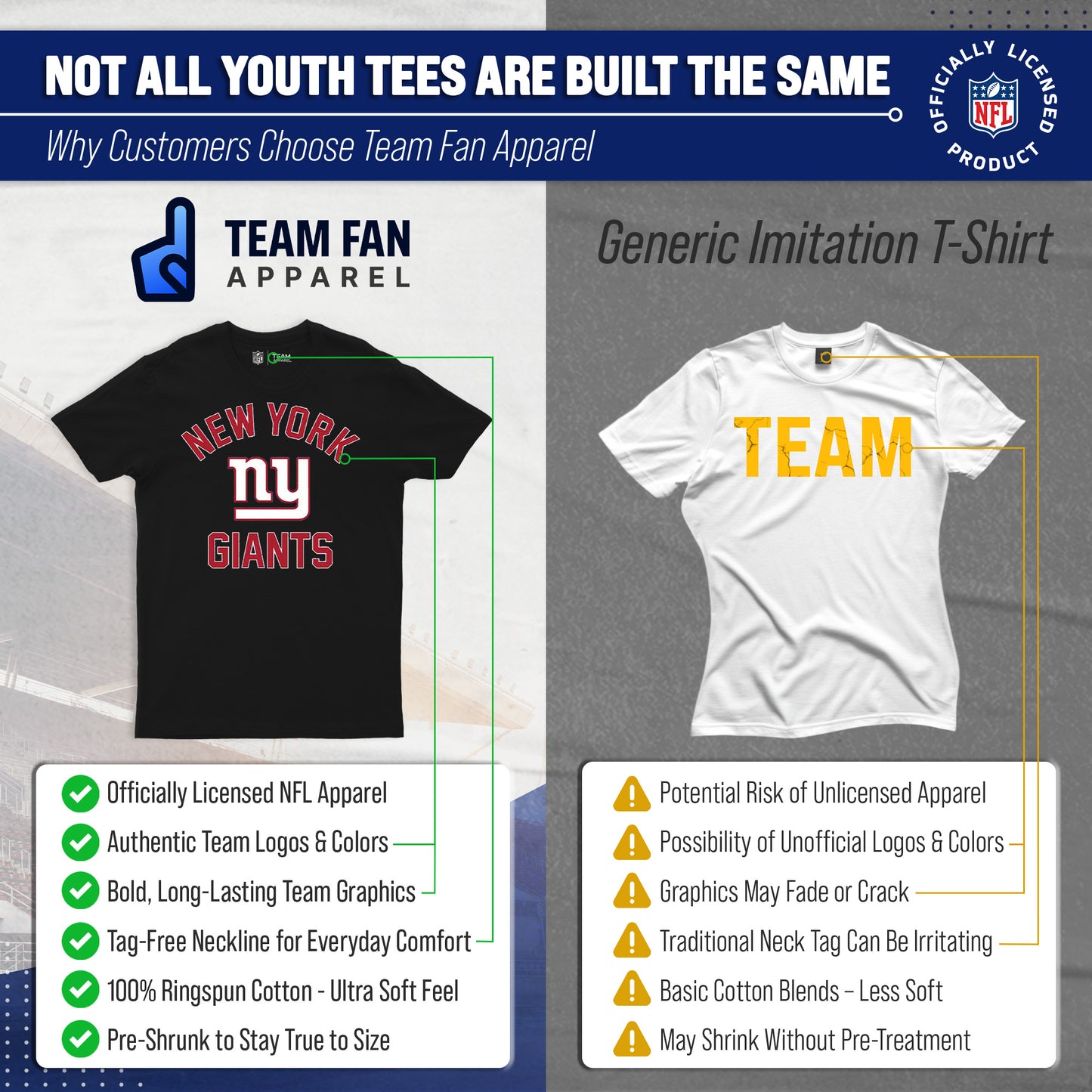 New York Giants NFL Youth Gameday Football T-Shirt - Black