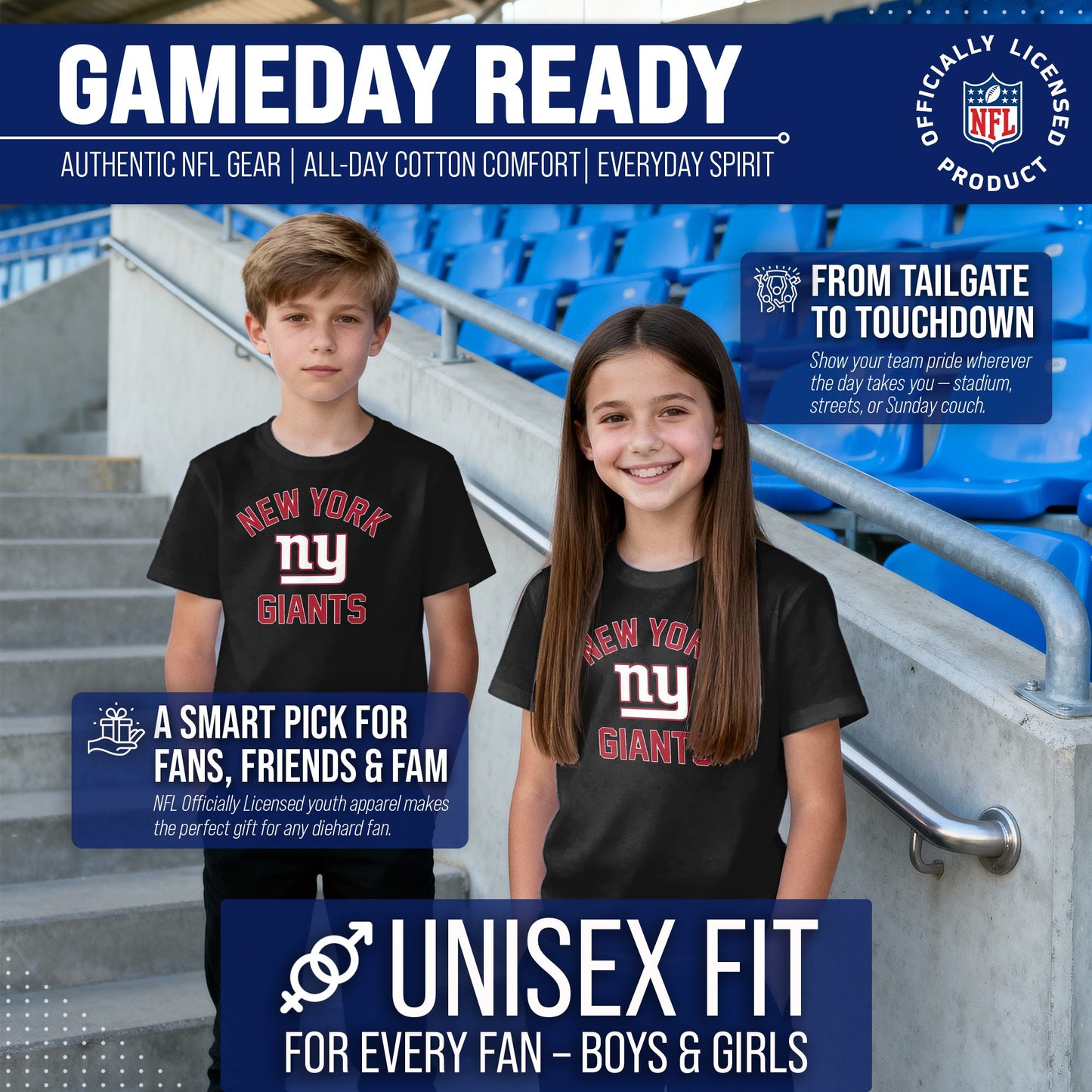 New York Giants NFL Youth Gameday Football T-Shirt - Black