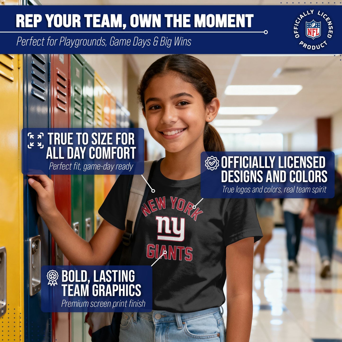 New York Giants NFL Youth Gameday Football T-Shirt - Black