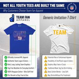 New York Giants NFL Youth Overtime Blueprint Football T-Shirt Unisex Tag Free Comfortable - Royal