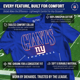 New York Giants NFL Youth Overtime Blueprint Football T-Shirt Unisex Tag Free Comfortable - Royal