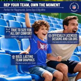 New York Giants NFL Youth Repeating Logo Football T-Shirt Unisex Tag Free Comfortable - Royal