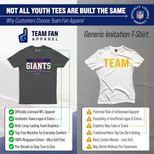 New York Giants NFL Youth Short Sleeve Charcoal T Shirt - Charcoal