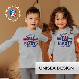New York Giants NFL Youth Property Of Long Sleeve Lightweight T Shirt - Sport Gray