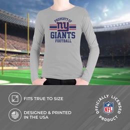 New York Giants NFL Youth Property Of Long Sleeve Lightweight T Shirt - Sport Gray
