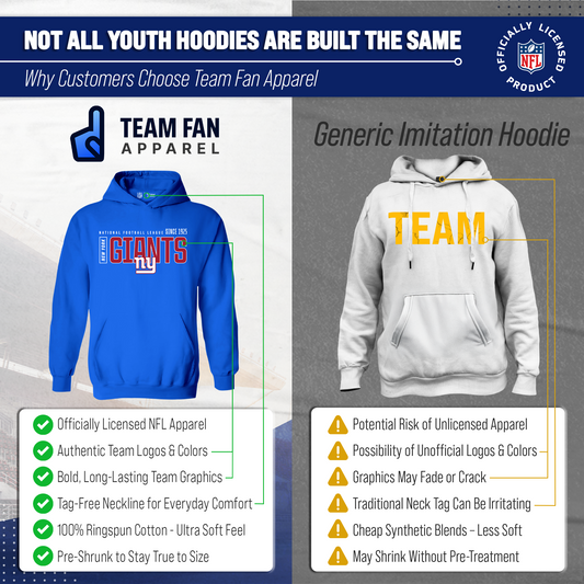 New York Giants NFL Youth Modern Endzone Football Fleece Hooded Sweatshirt - Royal