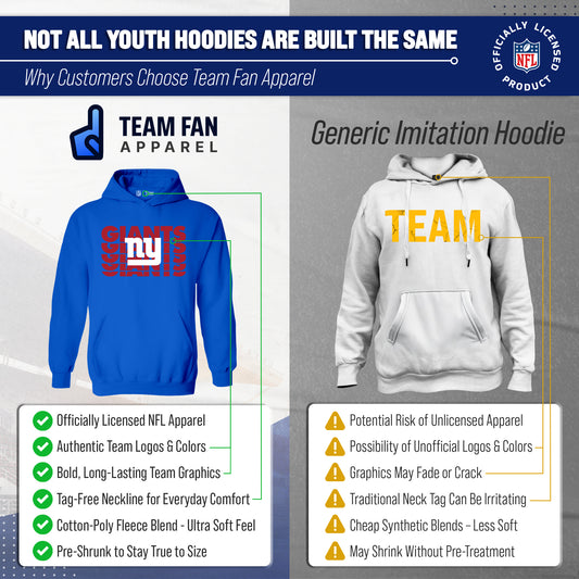 New York Giants NFL Youth Repeating Logo Football Fleece Hooded Sweatshirt - Royal