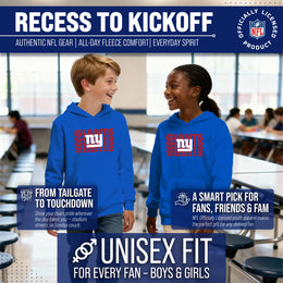 New York Giants NFL Youth Repeating Logo Football Fleece Hooded Sweatshirt - Royal