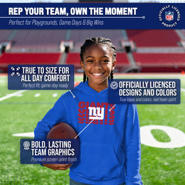 New York Giants NFL Youth Repeating Logo Football Fleece Hooded Sweatshirt - Royal
