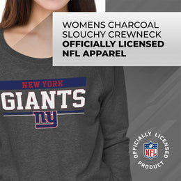 New York Giants NFL Womens Charcoal Crew Neck Football Apparel - Charcoal