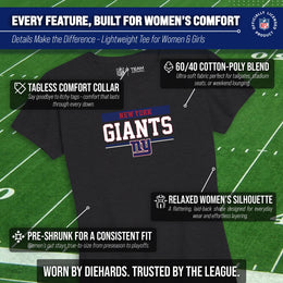 New York Giants NFL Women's Team Block Charcoal Tagless T-Shirt - Charcoal
