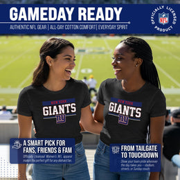 New York Giants NFL Women's Team Block Charcoal Tagless T-Shirt - Charcoal