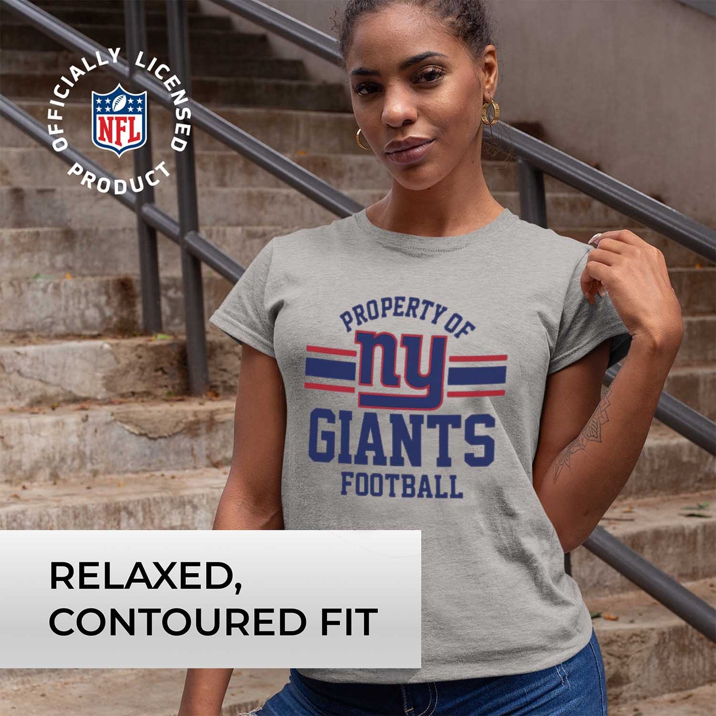 New York Giants NFL Women's Property Of Lightweight Plus Size T-Shirt - Sport Gray